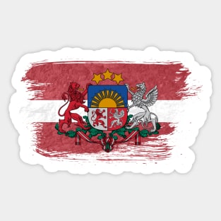 Latvia flag - grunge brick stone Sticker